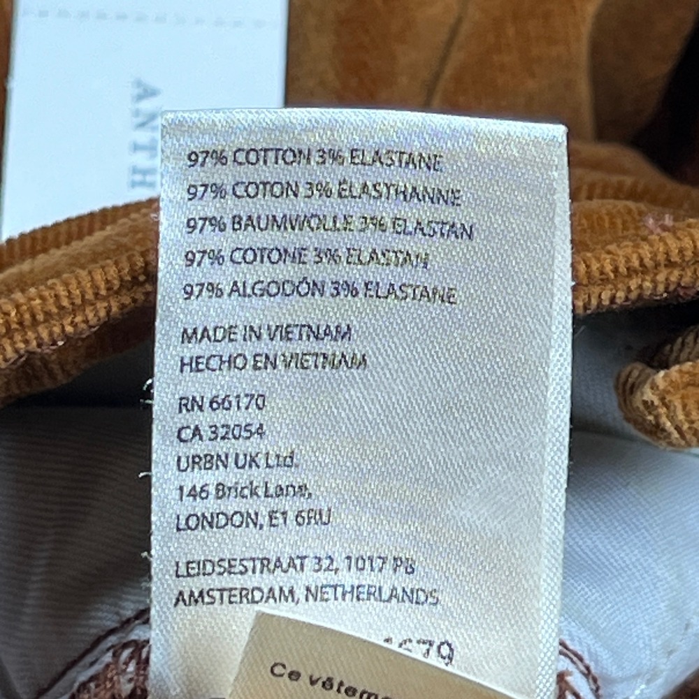 Anthropologie Pilcro High-Rise Skinny Corduroy Pants Cedar Gold Size 26 NWT - Picture 7 of 14